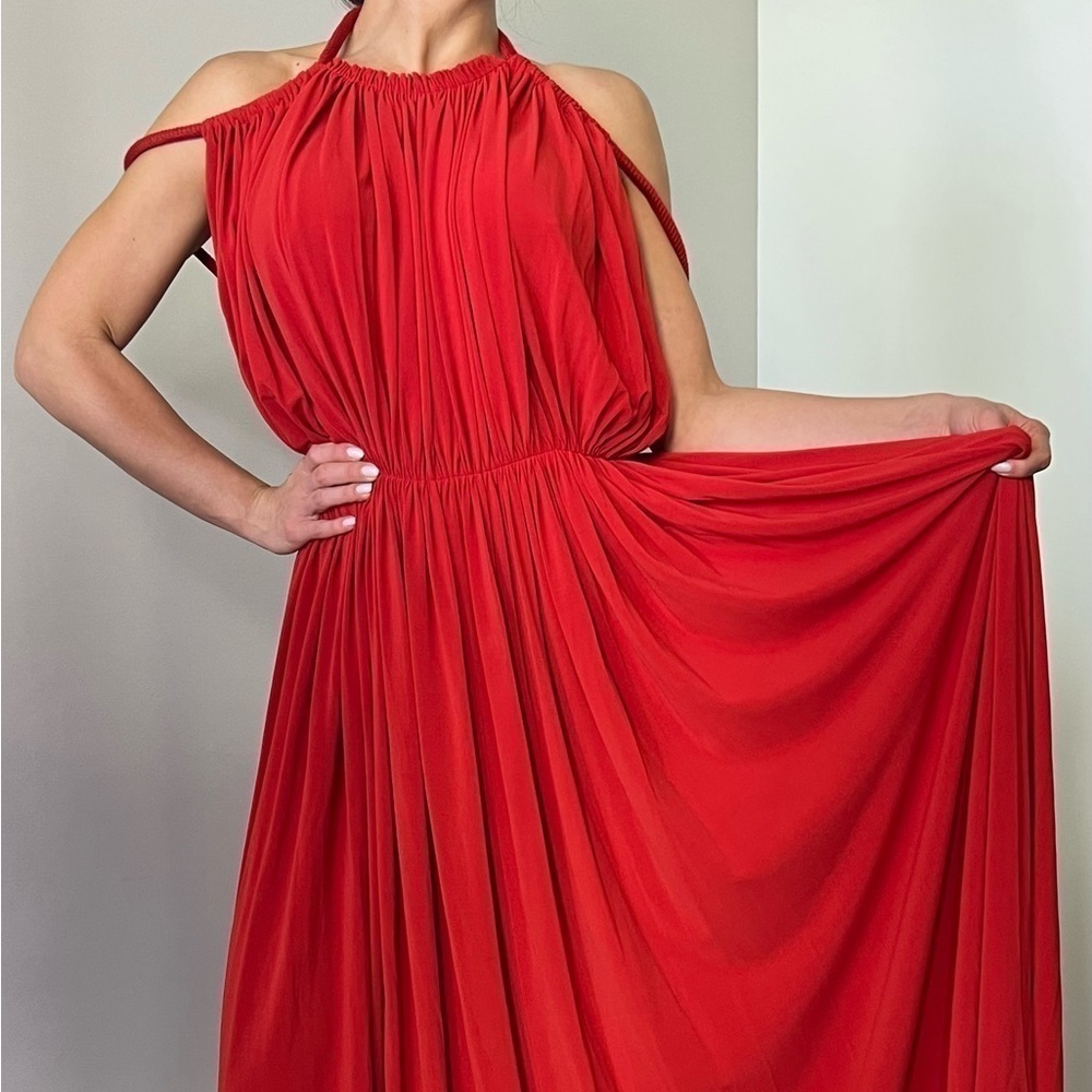 Lanvin Red Grecian Style Dress Gown - Picture 4 of 11